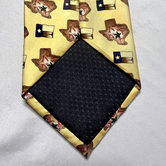 Zianetti Italian Luxury Silk Mens Tie Yellow Texas Lone Star State Career Wear - Picture 3 of 6